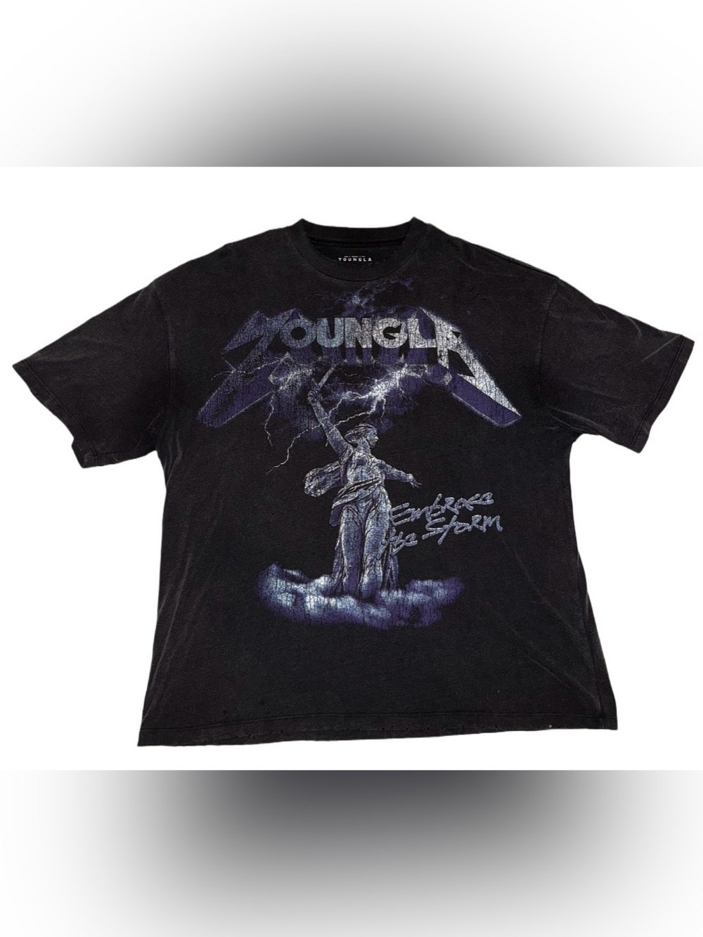 YoungLA Embrace the Storm Graphic Tee Gray Purple Large